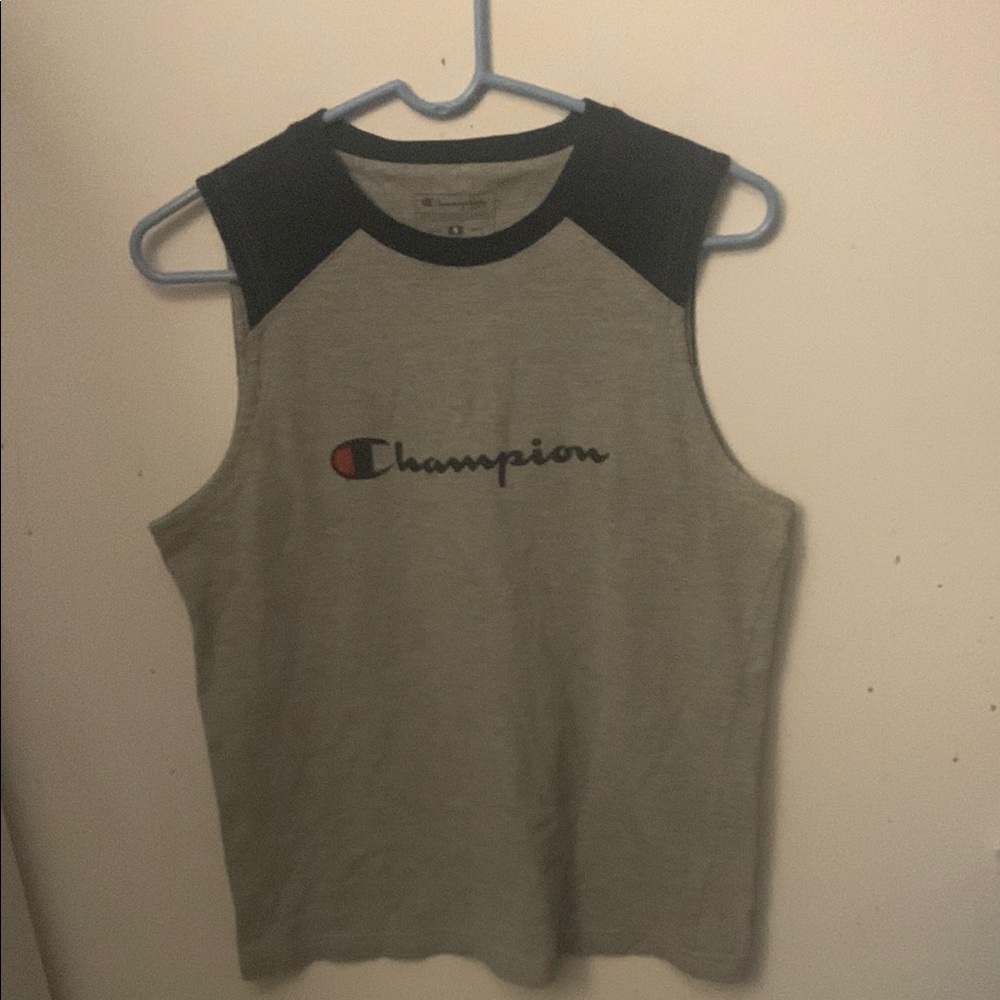 Sharp Champion Grey and Blue 2 Tone Sleeveless Top Muscle Shirt